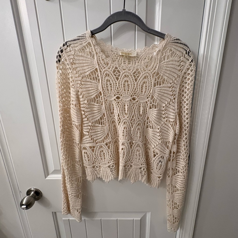 Elegant Cream Lace Sweater